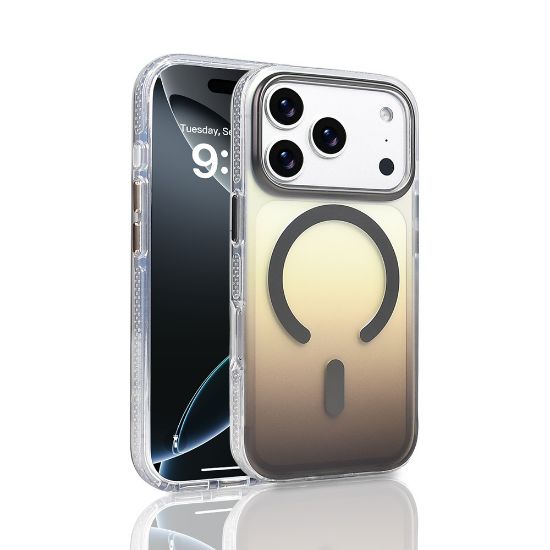 Apple iPhone 17 Pro Kılıf M-safe Şarj Özellikli Transparan Renk Geçişli Zore Toros Kapak - Gri resmi