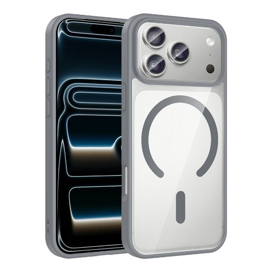 Apple iPhone 17 Pro Kılıf M-safe Wireless Şarj Özellikli Silikon Zore Ege Kapak - Gri resmi