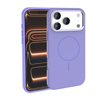 Apple iPhone 17 Pro Kılıf M-Safe Şarj Özellikli Metal Kamera Çerçeveli Zore Edi Silikon Kapak - Lila resmi