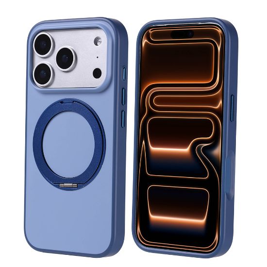 Apple iPhone 17 Pro Kılıf M-Safe Şarj Özellikli Standlı Zore Proton Silikon Kapak - Lacivert resmi