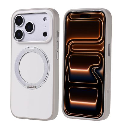 Apple iPhone 17 Pro Kılıf M-Safe Şarj Özellikli Standlı Zore Proton Silikon Kapak - Gri resmi