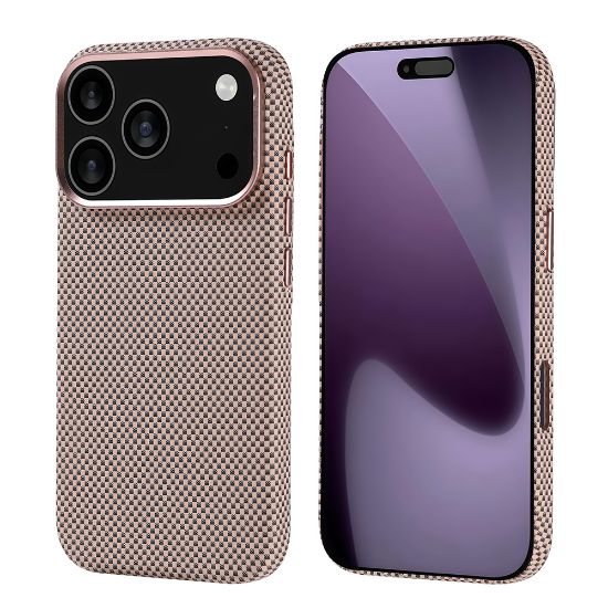 Apple iPhone 17 Pro Kılıf M-safe Şarj Özellikli Karbon Fiber Görünümlü Zore Nekst Kapak - Gold resmi