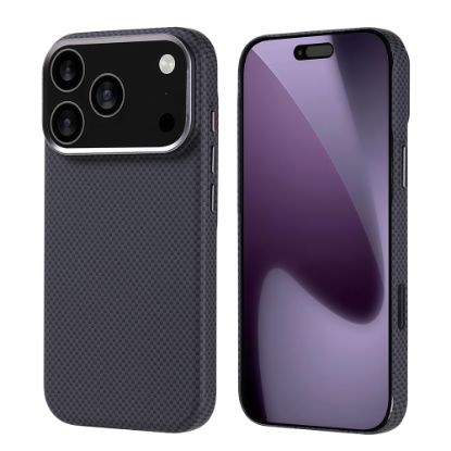 Apple iPhone 17 Pro Kılıf M-safe Şarj Özellikli Karbon Fiber Görünümlü Zore Nekst Kapak - Siyah resmi