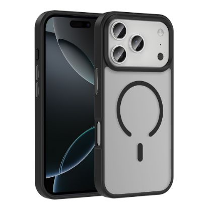 Apple iPhone 17 Pro Max Kılıf M-safe Şarj Özellikli Mat Arka Yüzey Zore Sio Kapak - Siyah resmi