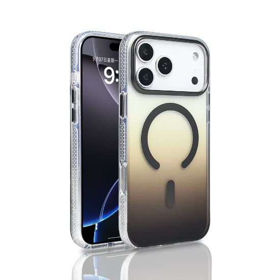 Apple iPhone 17 Pro Max Kılıf M-safe Şarj Özellikli Transparan Renk Geçişli Zore Toros Kapak - Gri resmi