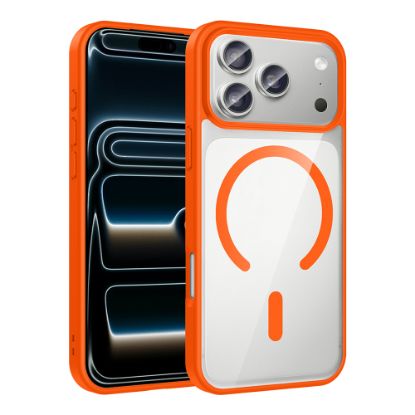 Apple iPhone 17 Pro Max Kılıf M-safe Wireless Şarj Özellikli Silikon Zore Ege Kapak - Turuncu resmi