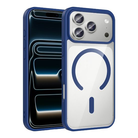 Apple iPhone 17 Pro Max Kılıf M-safe Wireless Şarj Özellikli Silikon Zore Ege Kapak - Lacivert resmi