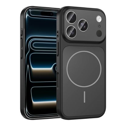 Apple iPhone 17 Pro Max Kılıf Zore M-Safe Şarj Özellikli Kamera Korumalı Formen Kapak - Siyah resmi