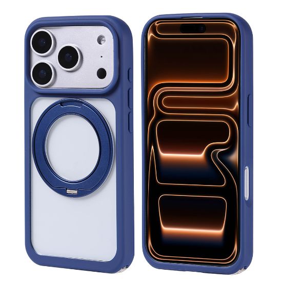 Apple iPhone 17 Pro Max Kılıf M-Safe Şarj Özellikli Standlı Zore Piza Silikon Kapak - Lacivert resmi