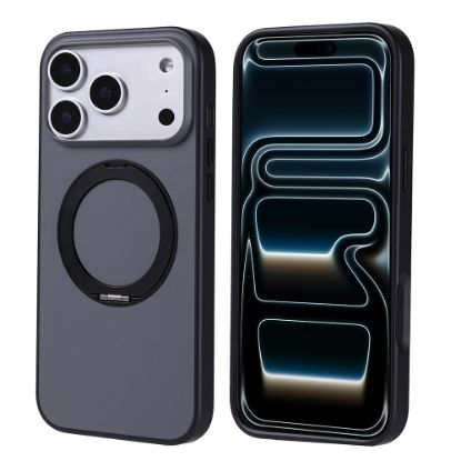 Apple iPhone 17 Pro Max Kılıf M-Safe Şarj Özellikli Standlı Zore Proton Silikon Kapak - Siyah resmi