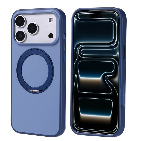 Apple iPhone 17 Pro Max Kılıf M-Safe Şarj Özellikli Standlı Zore Proton Silikon Kapak - Lacivert resmi