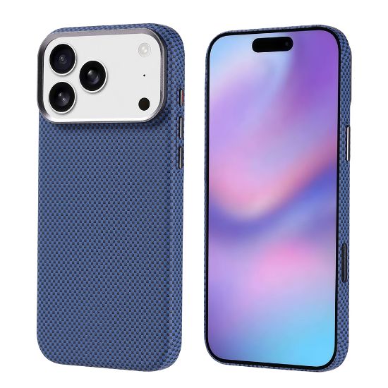 Apple iPhone 17 Pro Max Kılıf M-safe Şarj Özellikli Karbon Fiber Görünümlü Zore Nekst Kapak - Lacivert resmi