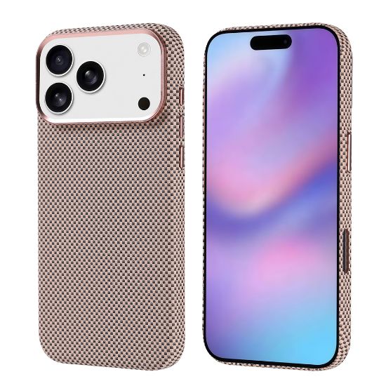 Apple iPhone 17 Pro Max Kılıf M-safe Şarj Özellikli Karbon Fiber Görünümlü Zore Nekst Kapak - Gold resmi