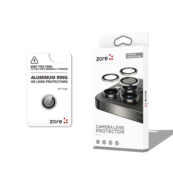 Apple iPhone 17 Air Zore CL-12 Premium Safir Parmak İzi Bırakmayan Anti-Reflective Kamera Lens Koruyucu - Gümüş resmi