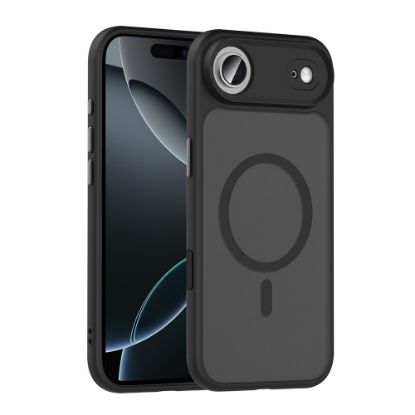 Apple iPhone 17 Air Kılıf Mat Arka Yüzey Wireless Şarj Özellikli Zore Flet M-safe Kapak - Siyah resmi