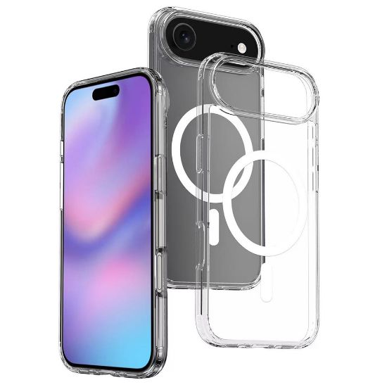 Apple iPhone 17 Air Kılıf M-safe Şarj Özellikli Şeffaf Sert PC Zore Embos Kapak - Şeffaf resmi