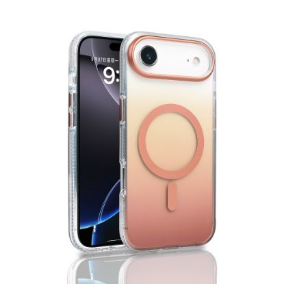 Apple iPhone 17 Air Kılıf M-safe Şarj Özellikli Transparan Renk Geçişli Zore Toros Kapak - Rose Gold resmi