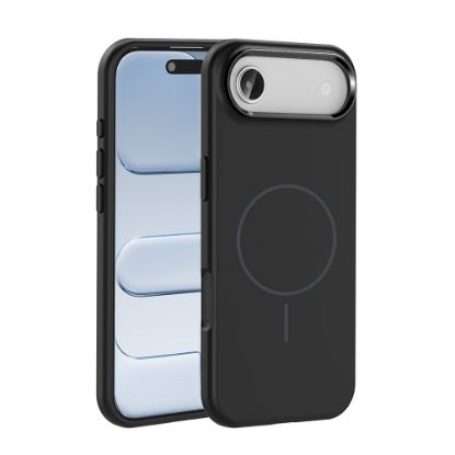 Apple iPhone 17 Air Kılıf M-Safe Şarj Özellikli Metal Kamera Çerçeveli Zore Edi Silikon Kapak - Siyah resmi