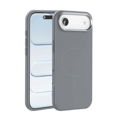 Apple iPhone 17 Air Kılıf M-Safe Şarj Özellikli Metal Kamera Çerçeveli Zore Edi Silikon Kapak - Titanyum-Gri resmi