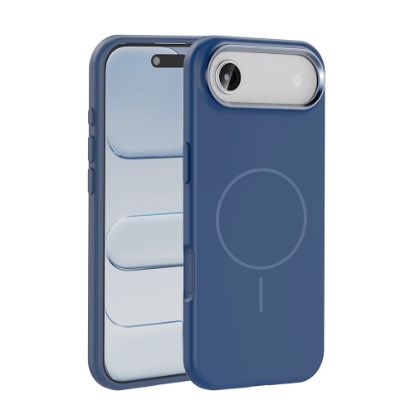 Apple iPhone 17 Air Kılıf M-Safe Şarj Özellikli Metal Kamera Çerçeveli Zore Edi Silikon Kapak - Lacivert resmi