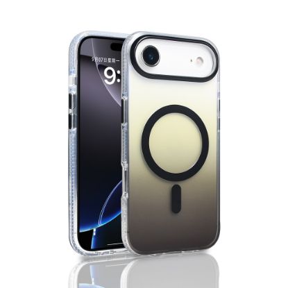 Apple iPhone 17 Air Kılıf M-safe Şarj Özellikli Transparan Renk Geçişli Zore Toros Kapak - Siyah resmi