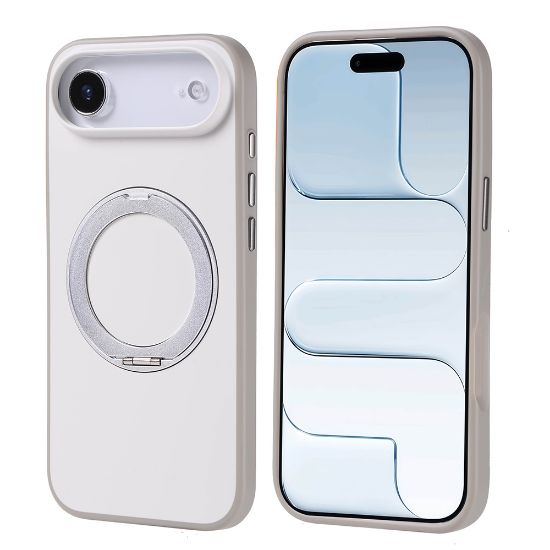 Apple iPhone 17 Air Kılıf M-Safe Şarj Özellikli Standlı Zore Proton Silikon Kapak - Gri resmi