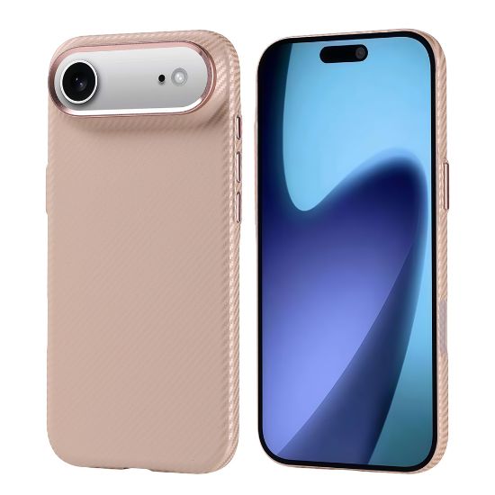 Apple iPhone 17 Air Kılıf M-safe Şarj Özellikli Karbon Fiber Görünümlü Zore Nekst Kapak - Bej resmi