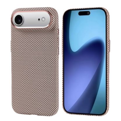 Apple iPhone 17 Air Kılıf M-safe Şarj Özellikli Karbon Fiber Görünümlü Zore Nekst Kapak - Gold resmi