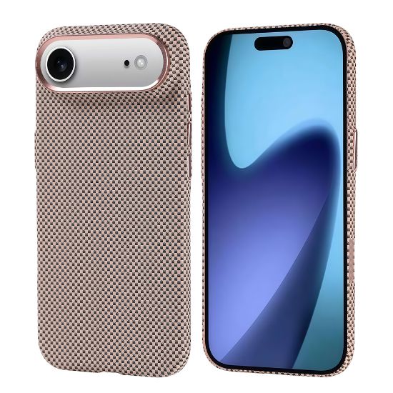 Apple iPhone 17 Air Kılıf M-safe Şarj Özellikli Karbon Fiber Görünümlü Zore Nekst Kapak - Gold resmi