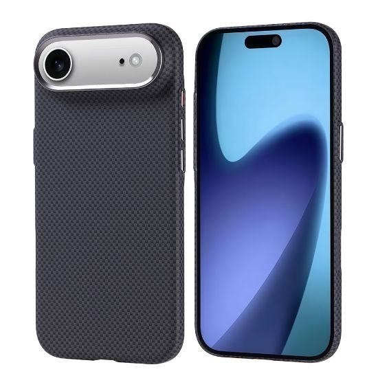 Apple iPhone 17 Air Kılıf M-safe Şarj Özellikli Karbon Fiber Görünümlü Zore Nekst Kapak - Siyah resmi