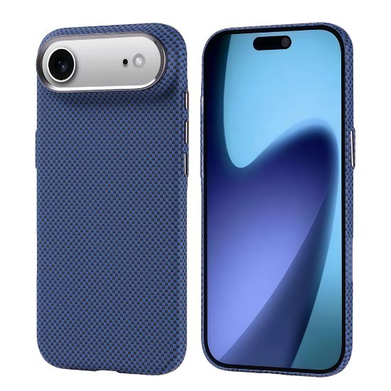 Apple iPhone 17 Air Kılıf M-safe Şarj Özellikli Karbon Fiber Görünümlü Zore Nekst Kapak - Lacivert resmi