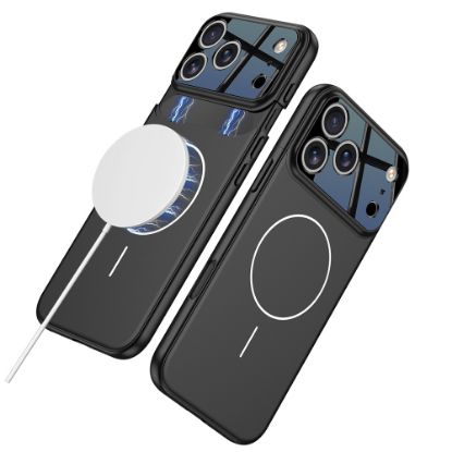 Apple iPhone 17 Pro Kılıf M-safe Şarj Özellikli Çift Parçalı Zore Napoli Kapak - Siyah resmi