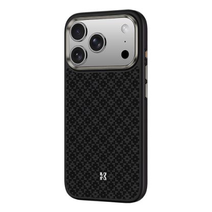 Apple iPhone 17 Pro Max Kılıf M-Safe Şarj Özellikli Benks ArmorPro ArmorGrid Serisi Kevlar Kapak - Siyah resmi