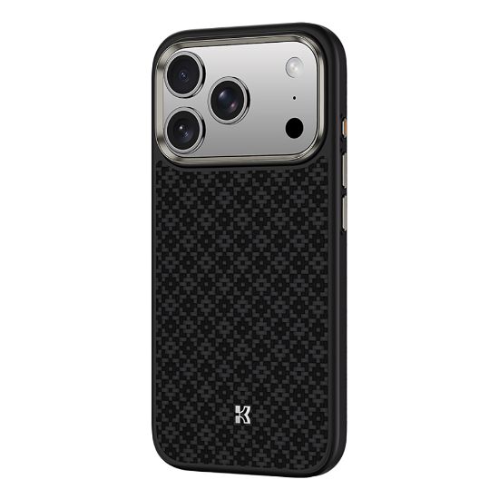 Apple iPhone 17 Pro Max Kılıf M-Safe Şarj Özellikli Benks ArmorPro ArmorGrid Serisi Kevlar Kapak - Siyah resmi