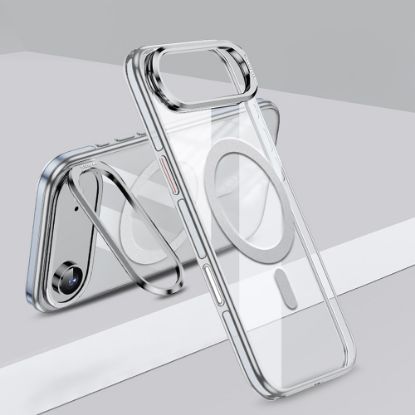 Apple iPhone 17 Air Kılıf M-safe Şarj Özellikli Wlons Standlı Efsane Kapak - Gümüş resmi