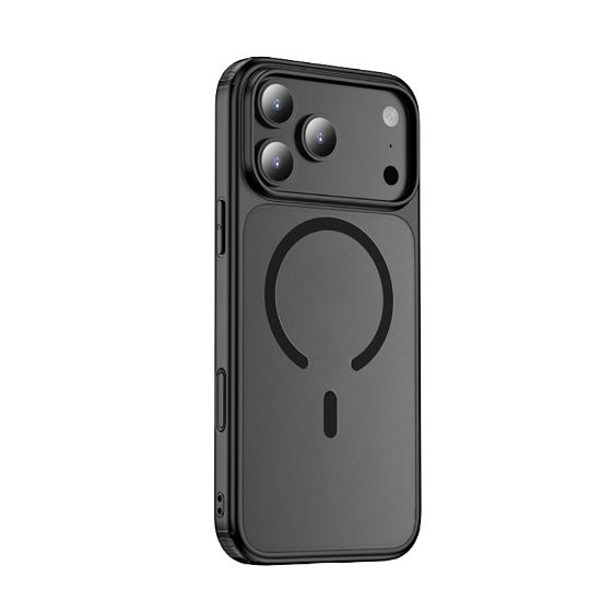 Apple iPhone 17 Pro Max Kılıf M-safe Şarj Özellikli Mat Arka Yüzey Wlons Lola Kapak - Siyah resmi