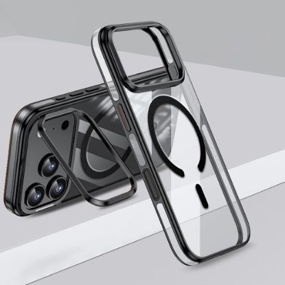 Apple iPhone 17 Pro Max Kılıf M-safe Şarj Özellikli Wlons Standlı Efsane Kapak - Siyah resmi