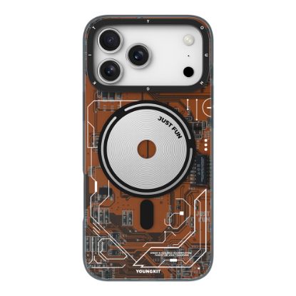 Apple iPhone 17 Pro Kılıf M-safe Şarj Özellikli Kamera Denetim Butonlu Youngkit Technology Serisi Kapak - Turuncu resmi