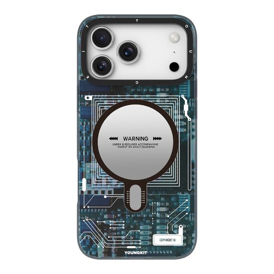 Apple iPhone 17 Pro Kılıf M-safe Şarj Özellikli Kamera Denetim Butonlu Youngkit Technology Serisi Kapak - Mavi resmi