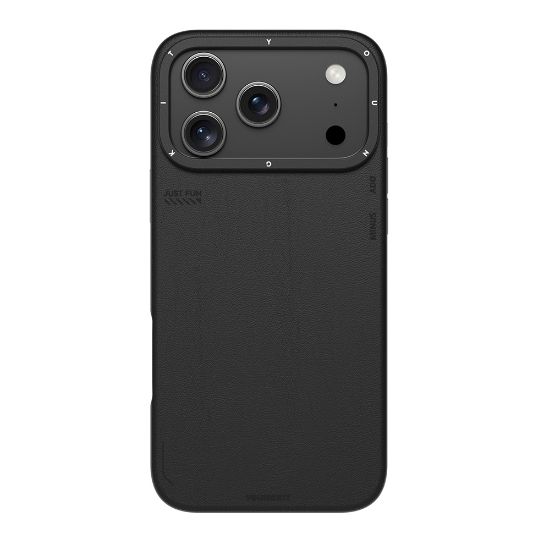 Apple iPhone 17 Pro Kılıf M-safe Şarj Özellikli Basit Mat Deri Desenli Youngkit Tech Fashion Serisi Kapak - Siyah resmi