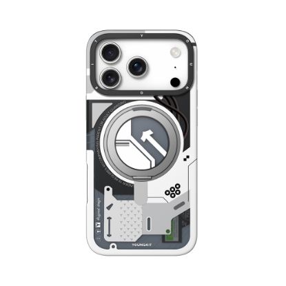 Apple iPhone 17 Pro Kılıf M-safe Şarj Özellikli Youngkit Starship Serisi Kapak - Beyaz resmi