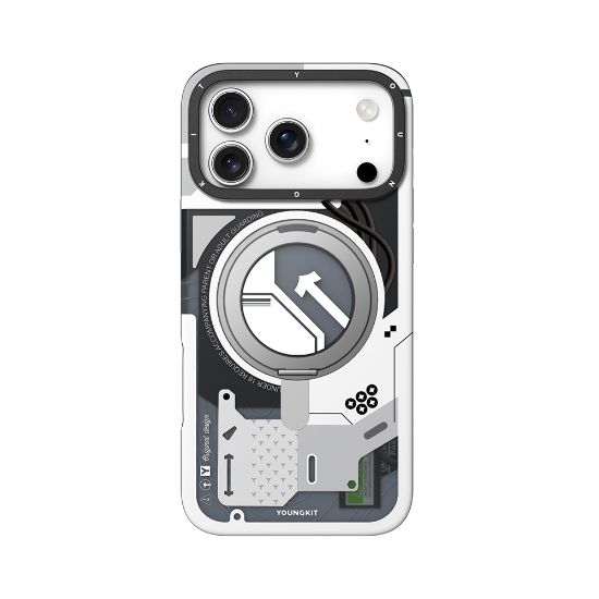 Apple iPhone 17 Pro Kılıf M-safe Şarj Özellikli Youngkit Starship Serisi Kapak - Beyaz resmi
