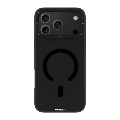 Apple iPhone 17 Pro Kılıf M-safe Şarj Özellikli Youngkit Hidden Sand Serisi Kapak - Siyah resmi