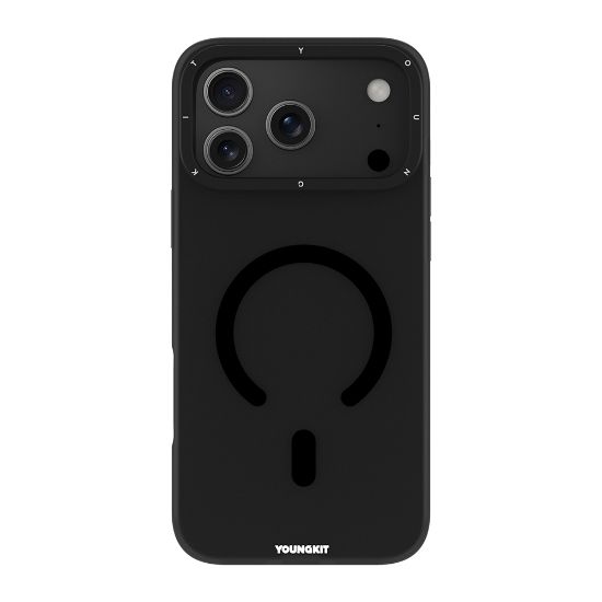 Apple iPhone 17 Pro Kılıf M-safe Şarj Özellikli Youngkit Hidden Sand Serisi Kapak - Siyah resmi