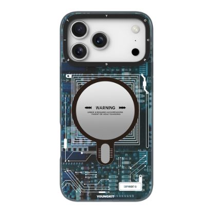 Apple iPhone 17 Pro Max Kılıf M-safe Şarj Özellikli Kamera Denetim Butonlu Youngkit Technology Serisi Kapak - Mavi resmi