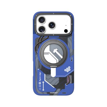 Apple iPhone 17 Pro Max Kılıf M-safe Şarj Özellikli Youngkit Starship Serisi Kapak - Mavi resmi
