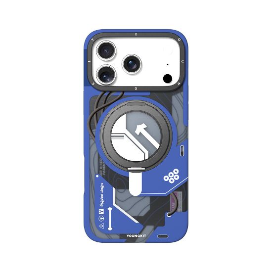 Apple iPhone 17 Pro Max Kılıf M-safe Şarj Özellikli Youngkit Starship Serisi Kapak - Mavi resmi