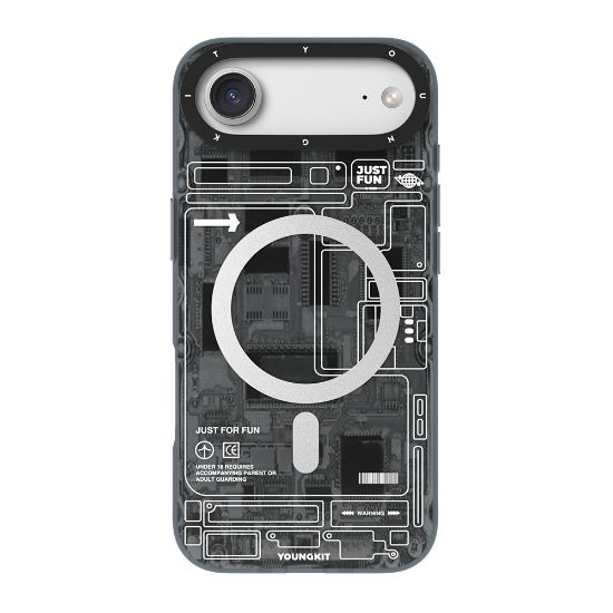 Apple iPhone 17 Air Kılıf M-safe Şarj Özellikli Kamera Denetim Butonlu Youngkit Technology Serisi Kapak - Siyah resmi