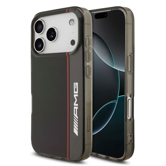 Apple iPhone 17 Pro Kılıf AMG Orjinal Lisanslı M-safe Şarj Özellikli IML Baskı Logolu Çift Katmanlı Bow Lines Kapak - Siyah resmi