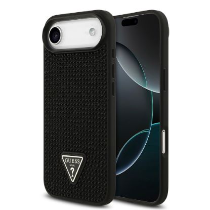 Apple iPhone 17 Air Kılıf Guess Orjinal Lisanslı Taşlı Arka Yüzey Üçgen Logolu Kapak - Siyah resmi